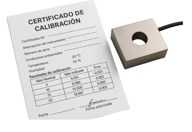 Certificado de calibración de una báscula industrial